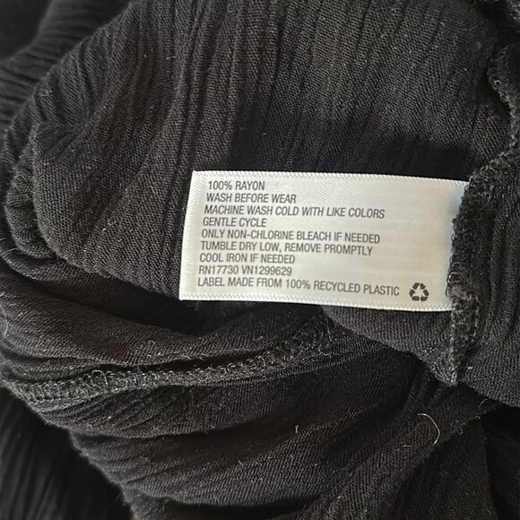 Art Class Girl's Black Crinkle Wide Leg Pants Size Medium High Rise Casual - Picture 4 of 4